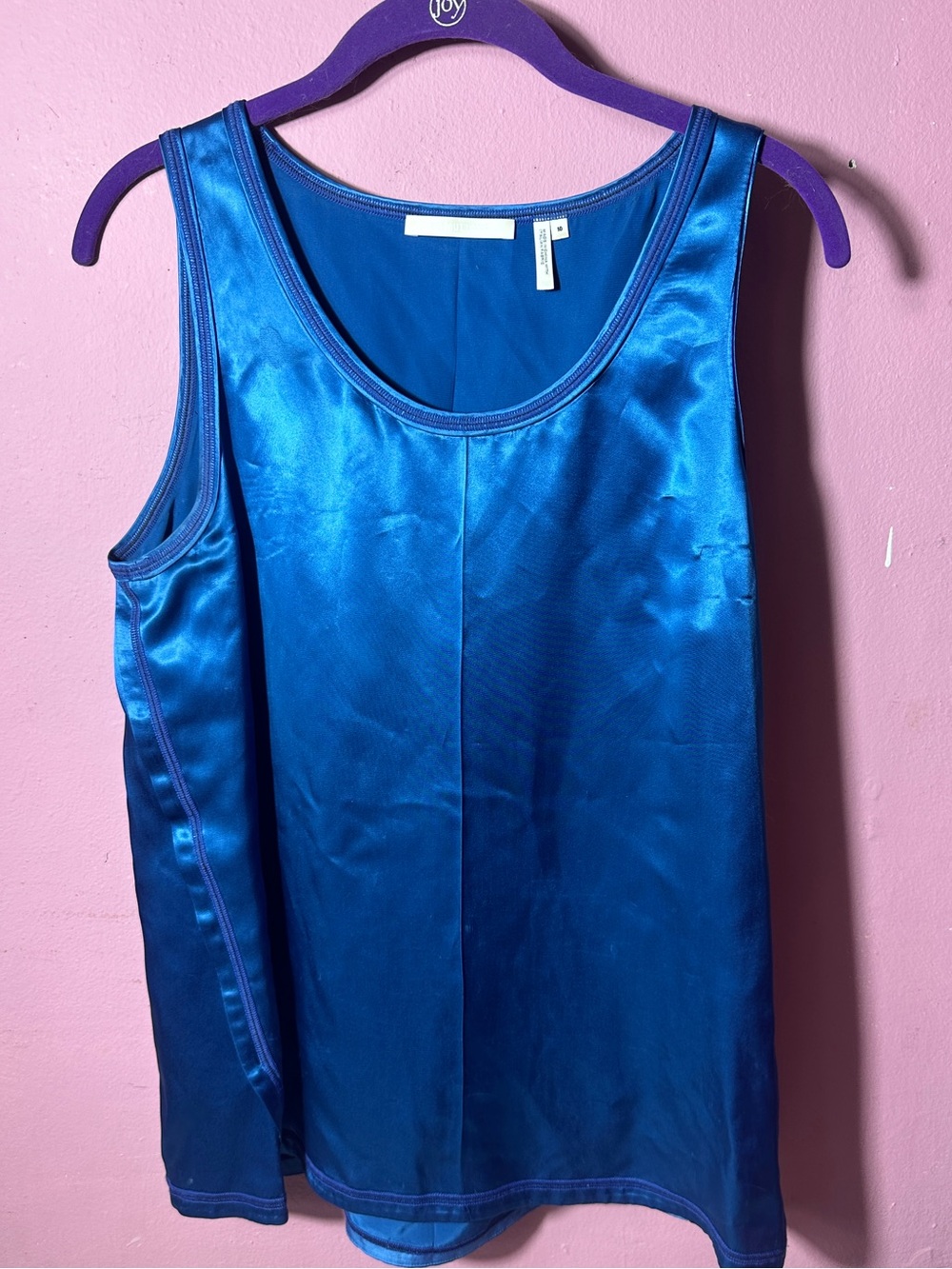 Helmut Lang Vibrant Blue Satin Scoop Tank